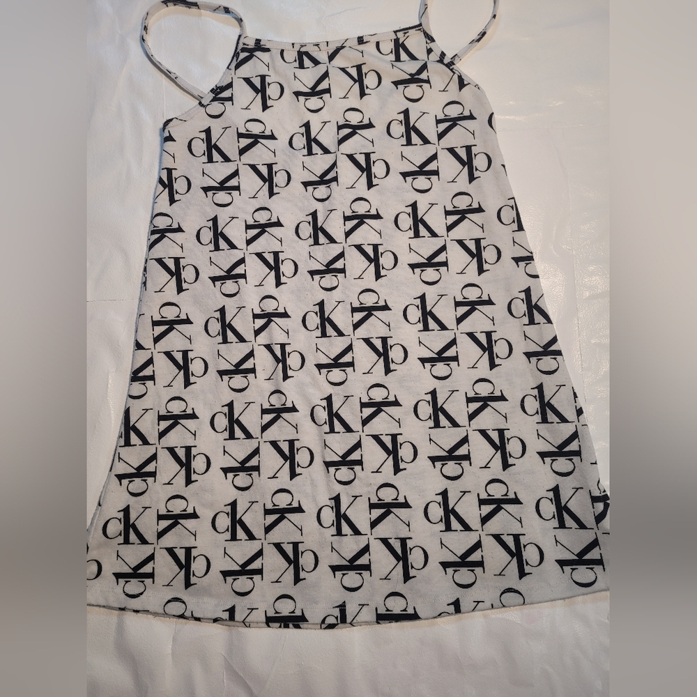 Calvin Klein White Logo Slip Spaghetti Top Size 8-10
